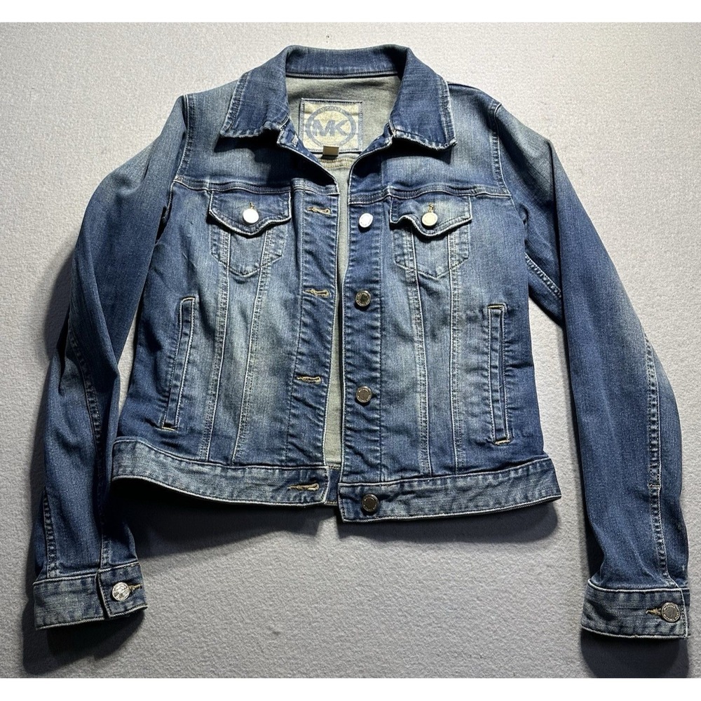 MICHAEL KORS Size XS Women's Jean Jacket Premium Denim STRETCH Stone Wash